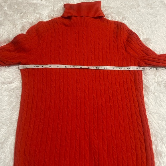 J. Crew Wool Cashmere Blend Red Orange Knit Pullover Turtleneck Sweater Sz Small - Picture 6 of 8
